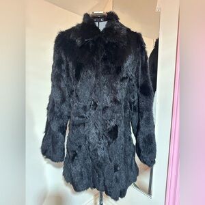 Paris Blues Black Rabbit Fur Trench Coat